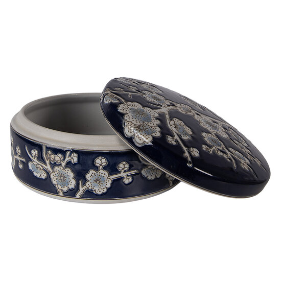 Clayre &amp; Eef | Sieradendoos Blauw Wit &oslash; 18x8 cm | 6CE2390