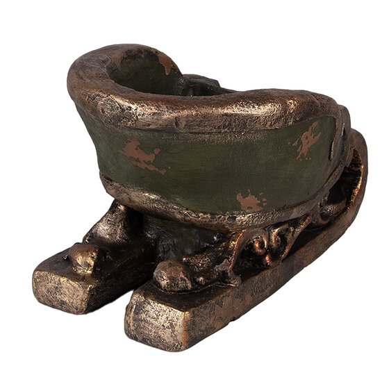 Clayre &amp; Eef | Kerstdecoratie Slee Groen Bruin 35x23x21 cm | 6MG0130