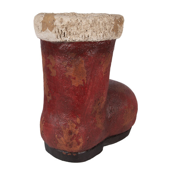 Clayre &amp; Eef | Kerstdecoratie Laars Rood Beige 28x18x30 cm | 6MG0131