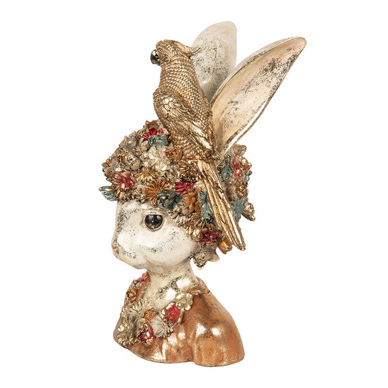 Clayre &amp; Eef | Decoratie Konijn Wit Goudkleurig 22x22x34 cm | 6PR5090