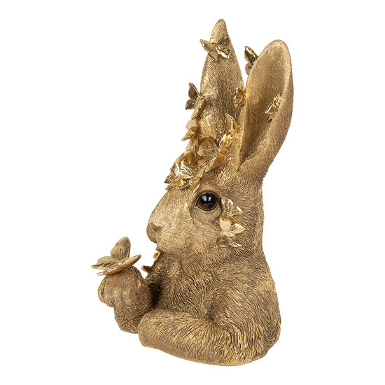 Clayre &amp; Eef | Decoratie Beeld Konijn Goudkleurig 21x20x34 cm | 6PR5105