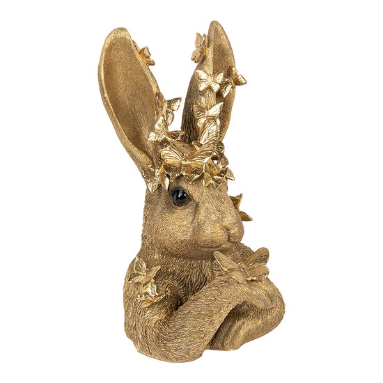 Clayre &amp; Eef | Decoratie Beeld Konijn Goudkleurig 21x20x34 cm | 6PR5105
