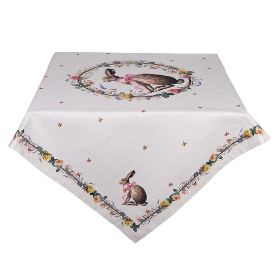 Clayre &amp; Eef | Vierkant Tafelkleed Beige Bruin 100x100 cm | EWC01