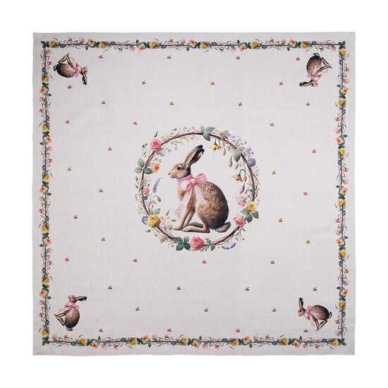 Clayre &amp; Eef | Vierkant Tafelkleed Beige Bruin 100x100 cm | EWC01