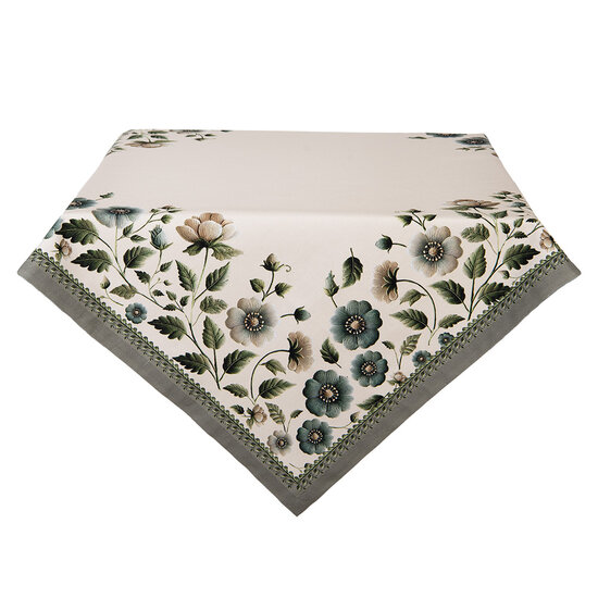 Clayre &amp; Eef | Vierkant Tafelkleed Beige Groen100x100 cm | GTB01