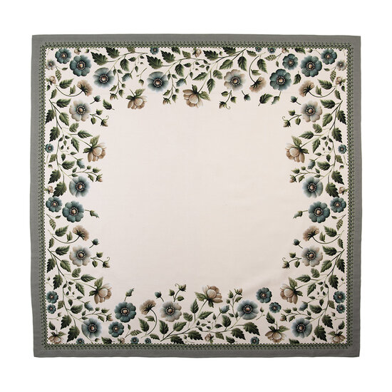 Clayre &amp; Eef | Vierkant Tafelkleed Beige Groen100x100 cm | GTB01