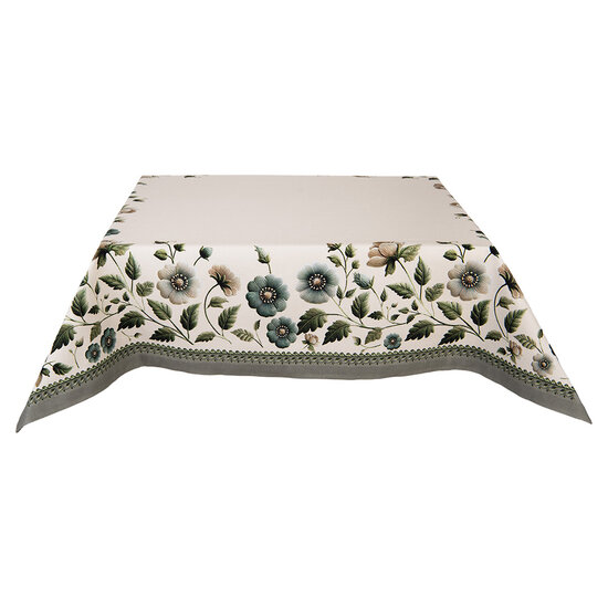 Clayre &amp; Eef | Vierkant Tafelkleed Beige Groen100x100 cm | GTB01