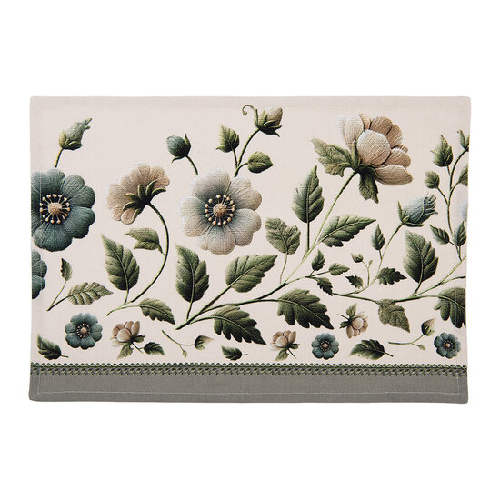 Clayre &amp; Eef | Placemats Set van 6 Beige Groen 48x33 cm | GTB40