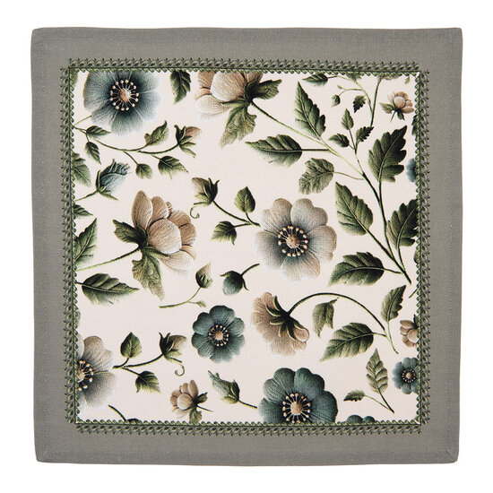 Clayre &amp; Eef | Servetten Katoen Set van 6 Beige Groen 40x40 cm | GTB43