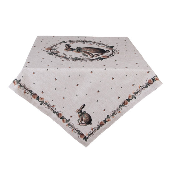 Clayre &amp; Eef | Vierkant Tafelkleed Beige Bruin 100x100 cm | NLE01