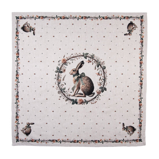 Clayre &amp; Eef | Vierkant Tafelkleed Beige Bruin 100x100 cm | NLE01