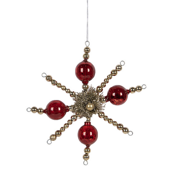 Clayre &amp; Eef | Kersthanger Rood Zilverkleurig 18x3x18 cm | 65992