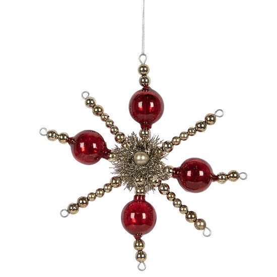 Clayre &amp; Eef | Kersthanger Rood Zilverkleurig 18x3x18 cm | 65992