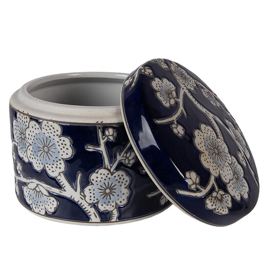 Clayre &amp; Eef | Sieradendoos Blauw Wit &oslash; 12x10 cm | 6CE2389