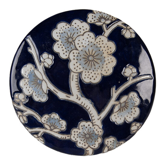 Clayre &amp; Eef | Sieradendoos Blauw Wit &oslash; 12x10 cm | 6CE2389