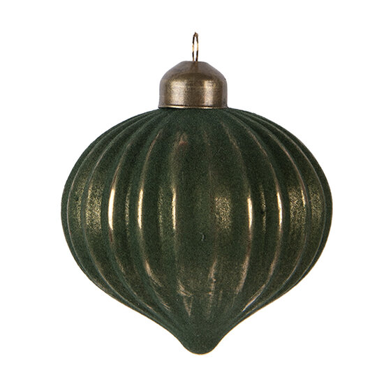 Clayre &amp; Eef | Kerstbal Groen &oslash; 8x9 cm | 6GL5128