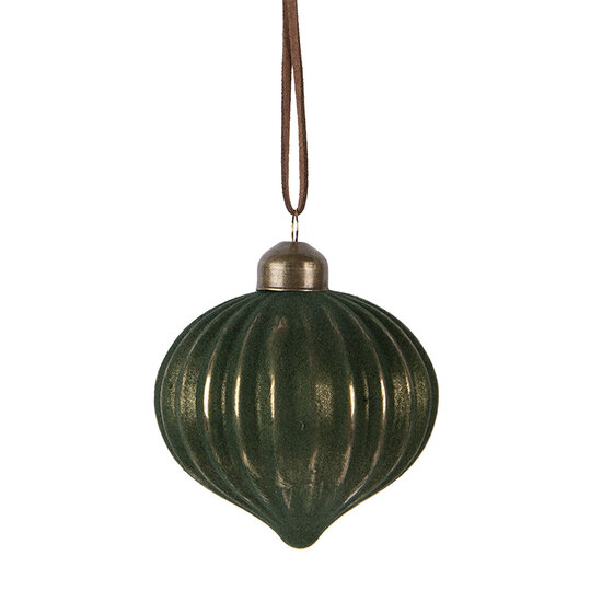Clayre &amp; Eef | Kerstbal Groen &oslash; 8x9 cm | 6GL5128