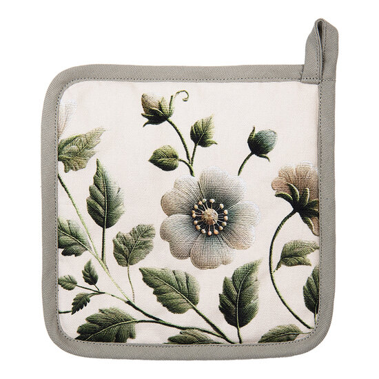 Clayre &amp; Eef | Pannenlap Beige Groen 20x20 cm | GTB45