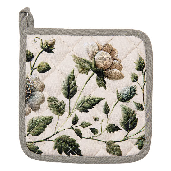 Clayre &amp; Eef | Pannenlap Beige Groen 20x20 cm | GTB45