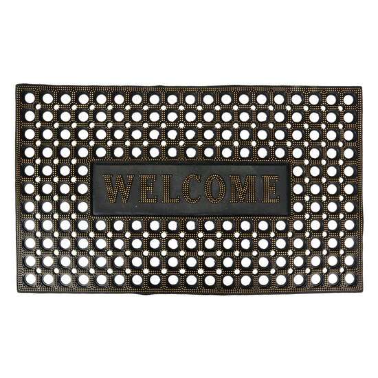 Clayre &amp; Eef | Deurmat Binnen Zwart Goudkleurig 75x45x1 cm | MC272