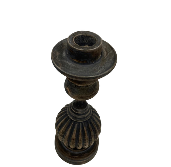 Kandelaar vintage bruin 30 cm hout | 843818 | Staand | Stoer &amp; Sober Woonstijl