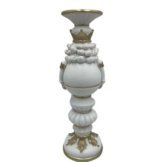 Kandelaar / Decoratie beeld notenkraker wit goud - 14x13x40 - Colmore