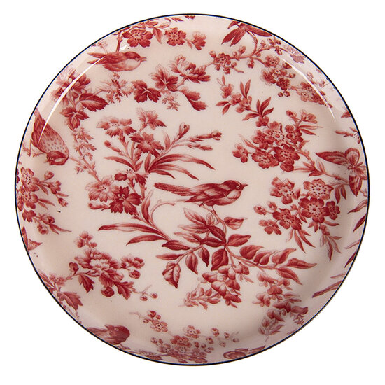 Clayre &amp; Eef | Onderzetter voor Glazen Roze Rood &oslash; 11x1 cm | 66417