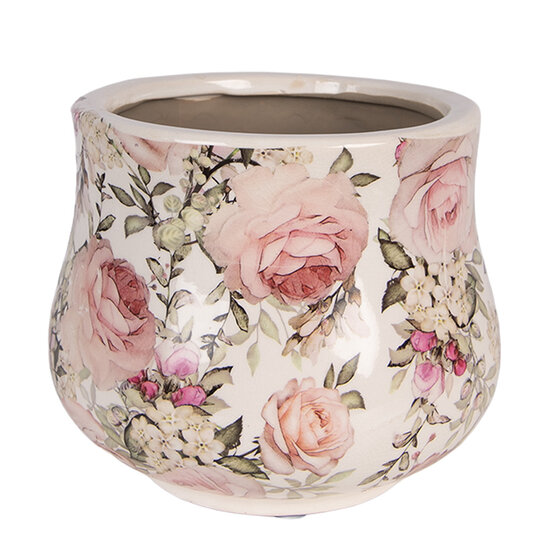 Clayre &amp; Eef | Bloempot Binnen Beige Roze &oslash; 18x15 cm | 6CE2241M