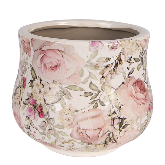 Clayre &amp; Eef | Bloempot Binnen Beige Roze &oslash; 18x15 cm | 6CE2241M