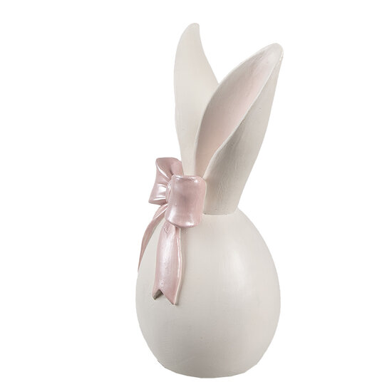 Clayre &amp; Eef | Decoratie Beeld Konijn Wit Roze 12x8x18 cm | 6PR5179
