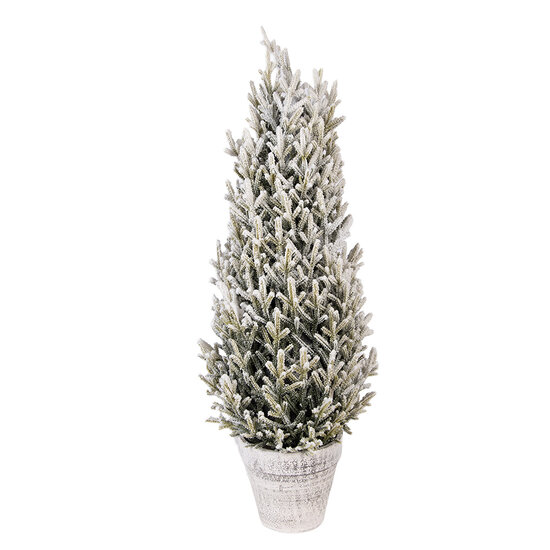 Clayre &amp; Eef | Kunstkerstboom Groen Wit &oslash; 27x70 cm | 50850