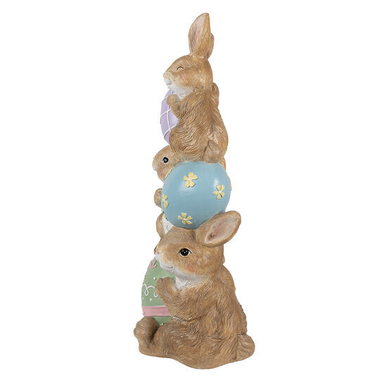 Clayre &amp; Eef | Decoratie Beeld Konijnen Bruin Roze 31x25x72 cm | 5MG0051