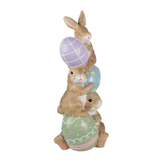 Clayre &amp; Eef | Decoratie Beeld Konijnen Bruin Roze 31x25x72 cm | 5MG0051