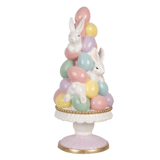 Clayre &amp; Eef | Decoratie Beeld Konijnen Wit Roze &oslash; 27x61 cm | 5MG0057