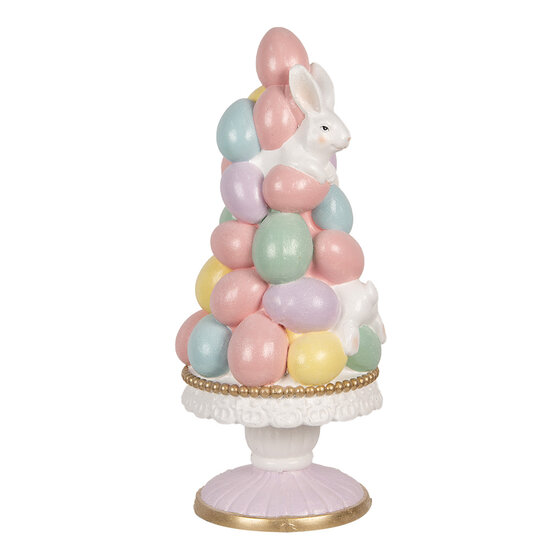 Clayre &amp; Eef | Decoratie Beeld Konijnen Wit Roze &oslash; 27x61 cm | 5MG0057