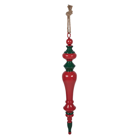Clayre &amp; Eef | Decoratie hanger Kerst Rood Groen &oslash; 9x65 cm | 5Y1403