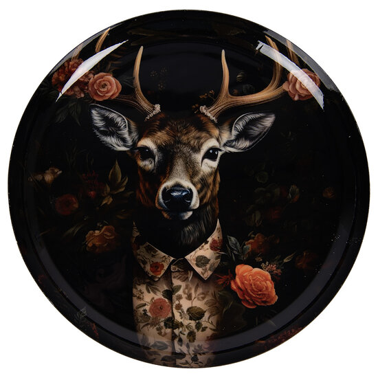 Clayre &amp; Eef | Decoratie Schaal Zwart Bruin &oslash; 28x3 cm | 66415