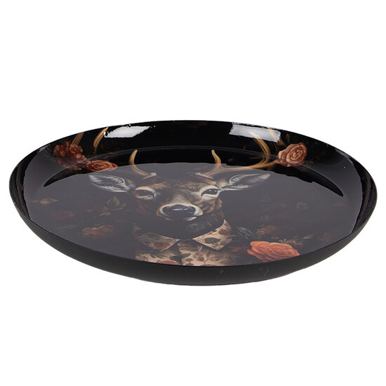 Clayre &amp; Eef | Decoratie Schaal Zwart Bruin &oslash; 28x3 cm | 66415