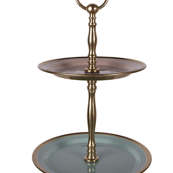 Clayre &amp; Eef | Etag&egrave;re 3 laags Groen Roze &oslash; 27x51 cm | 66425