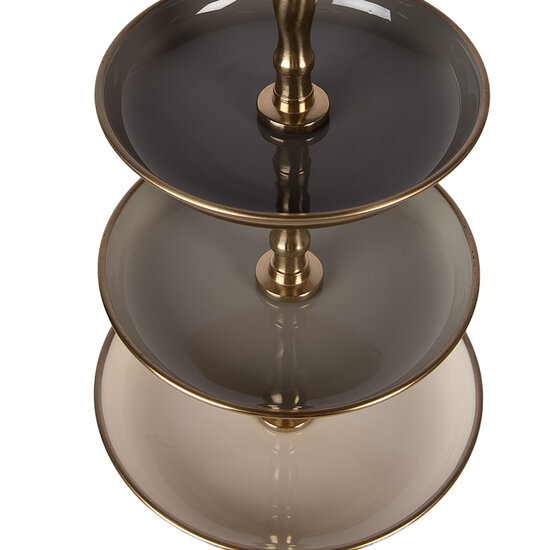 Clayre &amp; Eef | Etag&egrave;re 3 laags Beige Goudkleurig &oslash; 18x35 cm | 66426