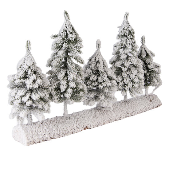 Clayre &amp; Eef | Kerstdecoratie Kerstbomen Groen Wit 40x8x25 cm | 66434