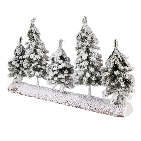 Clayre &amp; Eef | Kerstdecoratie Kerstbomen Groen Wit 40x8x25 cm | 66434