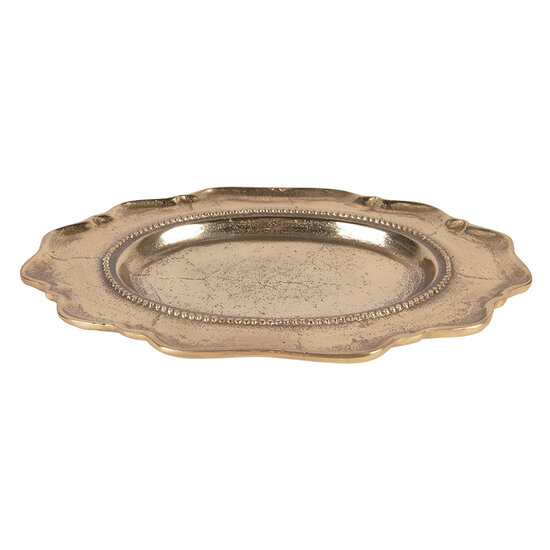 Clayre &amp; Eef | Decoratie Schaal Goudkleurig 31x22x3 cm | 6AL0082