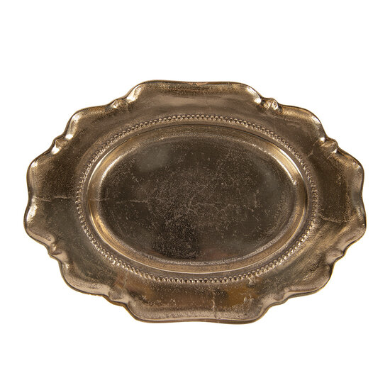 Clayre &amp; Eef | Decoratie Schaal Goudkleurig 31x22x3 cm | 6AL0082