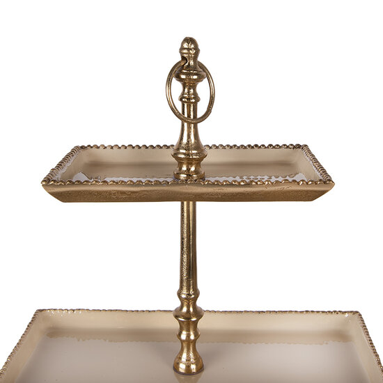 Clayre &amp; Eef | Etag&egrave;re 3 laags Beige Goudkleurig 34x17x50 cm | 6AL0083