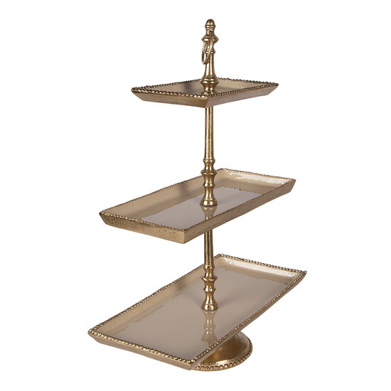 Clayre &amp; Eef | Etag&egrave;re 3 laags Beige Goudkleurig 34x17x50 cm | 6AL0083