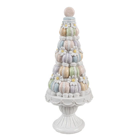 Clayre &amp; Eef | Decoratie taart Wit Roze &oslash; 12x30 cm | 6PR5164