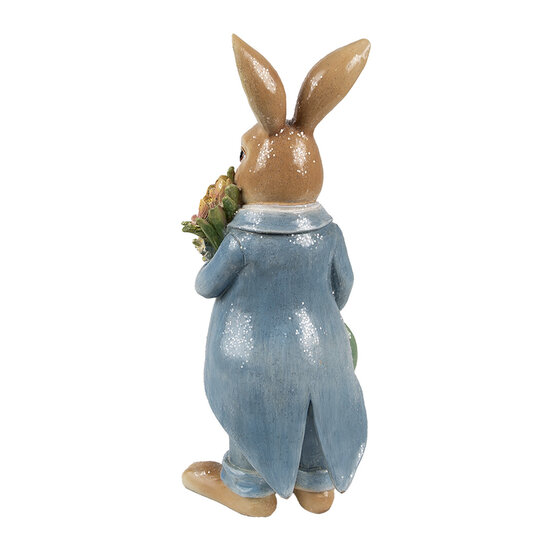 Clayre &amp; Eef | Decoratie Konijn Bruin Blauw 11x10x26 cm | 6PR5230