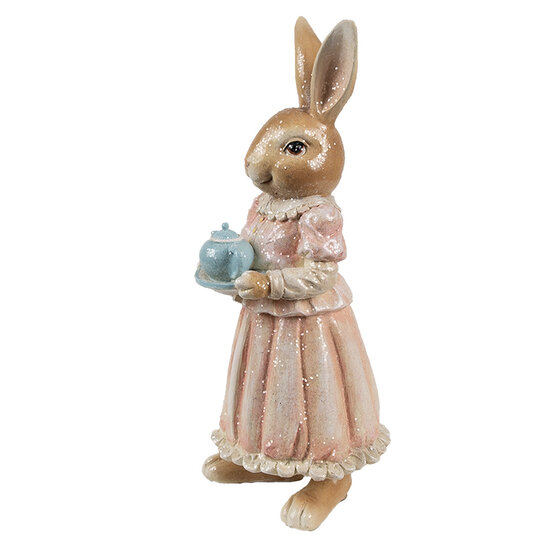 Clayre &amp; Eef | Decoratie Konijn Bruin Roze 11x11x26 cm | 6PR5231