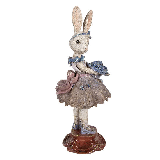 Clayre &amp; Eef | Decoratie Konijn Beige Blauw 15x14x35 cm | 6PR6026